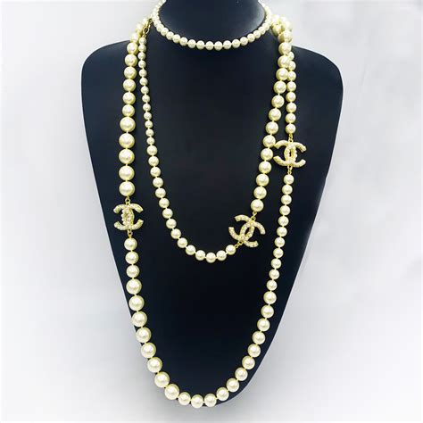 chanel c necklace|Chanel pearl necklace price list.